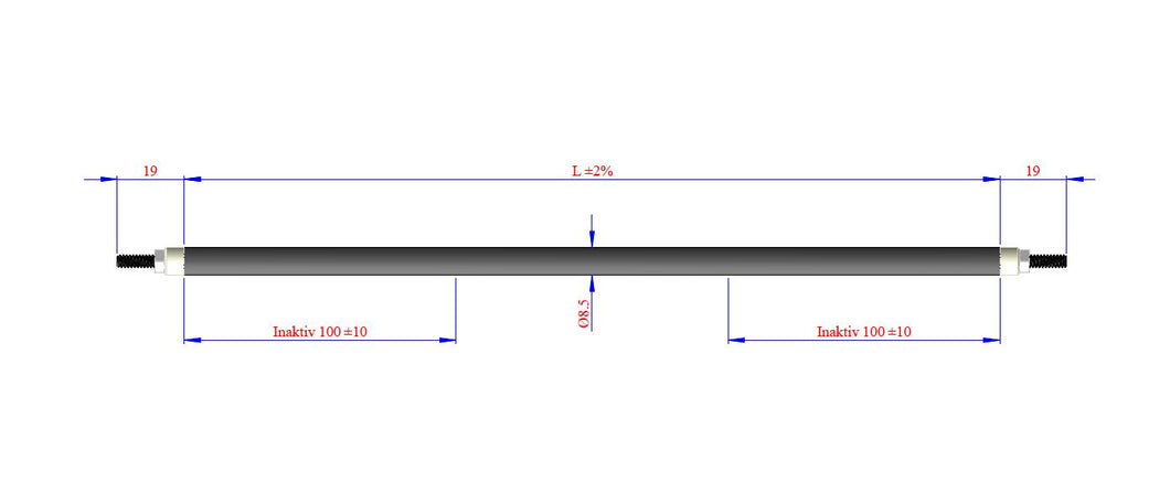 SES Rörelement standard Ø8,5x3665mm 2500W 230V