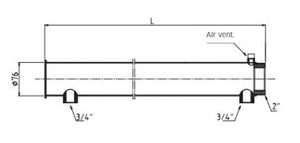 SES Genomströmningstub för 2'' värmepatron L: 320mm