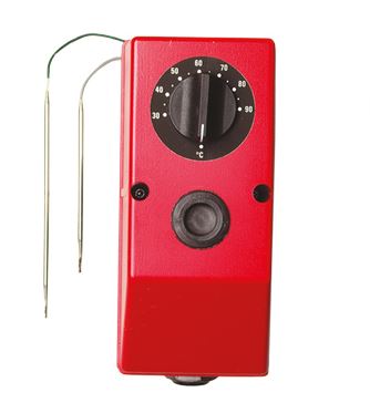 SES Kopplingsbox K11A med 2-pol termostat 30-90°C. 3-polig temperaturbegränsare 110°C