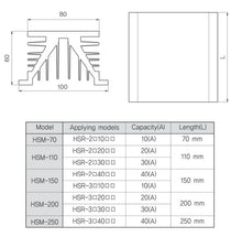 Ladda upp bild till gallerivisning, SES Kylfläns HSM-110 Aluminium för SSR serie HSR2x Max 30A
