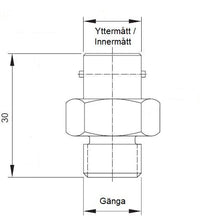 Ladda upp bild till gallerivisning, SES Nippel M12x1 Längd 30mm 8,5-14
