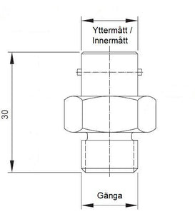 SES Nippel G1/4" Längd 30mm 6,5-12