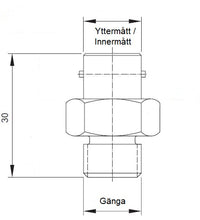 Ladda upp bild till gallerivisning, SES Nippel M12x1 Längd 30mm 6,5-12
