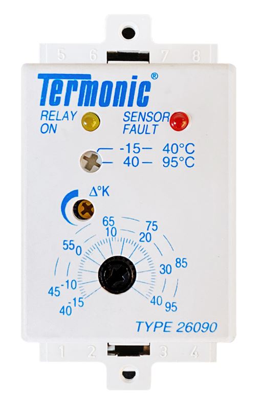 SES Termonic termostat 26090 -15°C till +95°C DIN-montage